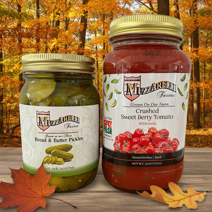 Buy Crushed Sweet Berry Tomato with Basil AND Bread & Butter Pickles | Muzzarelli Farms in Vineland, NJ