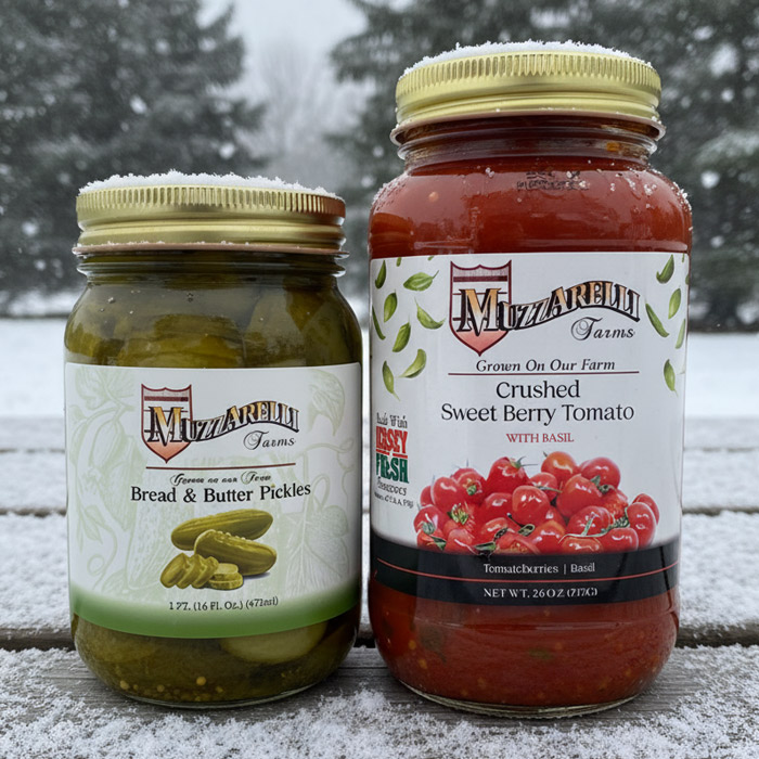 Buy Crushed Sweet Berry Tomato with Basil AND Bread & Butter Pickles | Muzzarelli Farms in Vineland, NJ